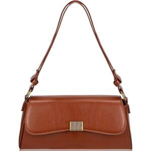 Vintage Small Brown Shoulder Bag for Women Zipper Closure and Classic Design
